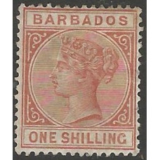 Barbados Sg102 - 1s. chestnut (1886) MM Barbados Sg102 - 1s. chestnut (1886) MM