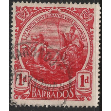 Barbados Sg183a - 1d. Bright carmine-red Perf 14 used Barbados Sg183a - 1d. Bright carmine-red Perf 14 used