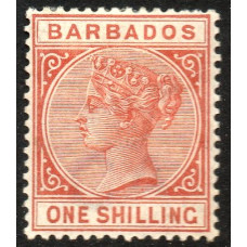Barbados Sg102 - 1s. chestnut (1886) MM Barbados Sg102 - 1s. chestnut (1886) MM