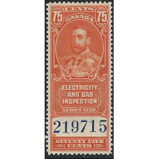 Canada Revenue 75c Electric & Gas Inspection series 1930 MNH