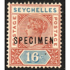 Seychelles Sg 6 - 16c. chestnut and blue SPECIMEN MM Seychelles Sg 6 - 16c. chestnut and blue SPECIMEN MM