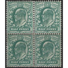 KEDVII - M1(3) - Sg216  ½d Deep Blue Green Block x 4  MNH 