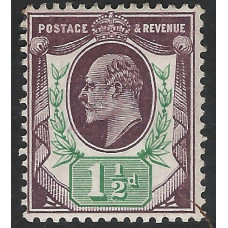 KEDVII - M9(3) - Sg224  1½d Deep Sl. Purple & Bl. Green (c) RPS Cert 2132 LMM