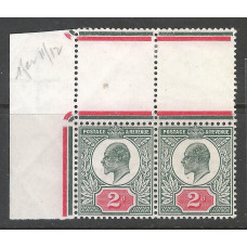 KEDVII - M13(4) - Sg292  2d Grey Green & Bright Carmine Interpaneau Pair MM RPS Cert 202246