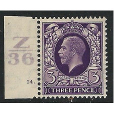 KGV - Sg 444 - 13d reddish Violet Control Z 36 Cylin. 14 VLMM KGV - Sg 444 - 13d reddish Violet Control Z 36 Cylin. 14 VLMM