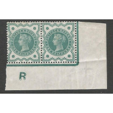 Gb Qv - SG 213 - ½d Blue-green Control R corner marginal MM