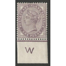 Queen Victoria Sg172  1d Lilac Control W MM
