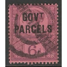 GB QV 1887 Sg O66 - GOV.T.PARCELS 6d PURPLE ROSE-RED Error Used