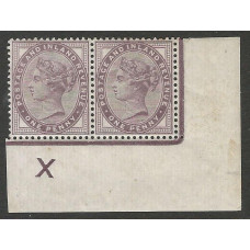 Queen Victoria Sg172  1d Lilac Corner marginal control X  VLMM
