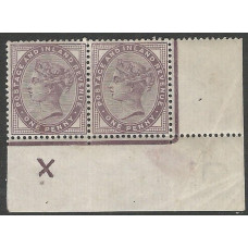 Queen Victoria Sg172  1d Lilac Corner marginal control X  MNH