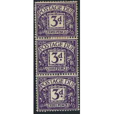 GB - Sg D60 - 3d. - violet Postage Due Stamps  1914 Strip of 3 Used