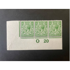 KGV Sg351- ½d Green CONTROL BLOCK of 3 O 20 Imperf. Fine MM KGV Sg351- ½d Green CONTROL BLOCK of 3 O 20 Imperf. Fine MM