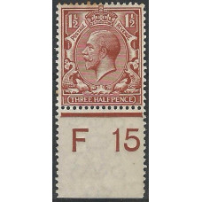 KGV N18 (1) - Sg362 - 1½d Red Brown CONTROL F 15 perf MM 