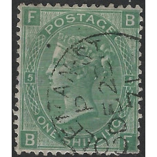 GB Qv - Sg115 - 1/- Pale Green plate 5 ( BF ) CDS Fine Used 