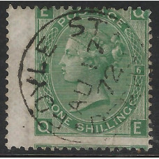 GB Qv - Sg115 - 1/- Pale Green plate 6 ( QE ) CDS Fine Used 