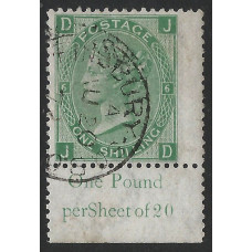 GB Qv - Sg117 - 1/- Green plate 6 ( JD ) CDS With Inscription used