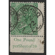 GB Qv - Sg117 - 1/- Green plate 6 ( OH ) CDS With Inscription used