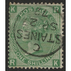 GB Qv - Sg115 - 1/- Pale Green plate 6 ( RK ) CDS Fine Used 