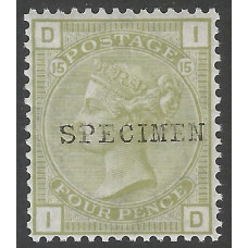 GB Qv - Sg153 - 4d Light Sage Green SPECIMEN MNH