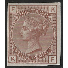 GB Qv - Sg152 -  4d colour trial in Chestnut. 4 fine margins MNH