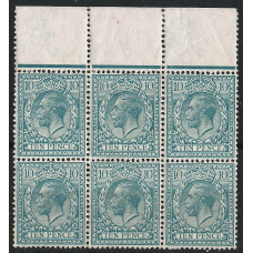 KGV - N31 -2- Sg 394 10d Turquoise Blue marginal blk of 6 MNH KGV - N31 -2- Sg 394 10d Turquoise Blue marginal blk of 6 MNH