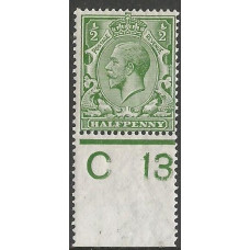 KGV - N14 (8) - Sg 354 ½d Yellow Green Control C 13 Perf MM KGV - N14 (8) - Sg 354 ½d Yellow Green Control C 13 Perf MM