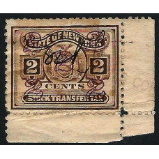 United States (USA) Revenue - 2c Brown Stock Tax New York Used
