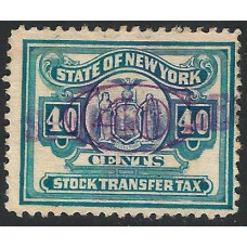 United States (USA) Revenue - 40c Blue Stock Tax New York Used