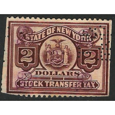 United States (USA) Revenue - 2 Dollars Purple Stock Tax New York Used United States (USA) Revenue - 2 Dollars Purple Stock Tax New York Used