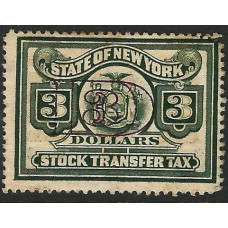 United States (USA) Revenue - 3 Dollars Green Stock Tax New York Used