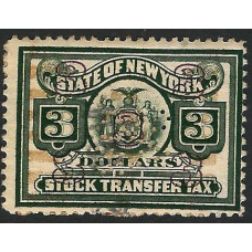 United States (USA) Revenue - 3 Dollars Green Stock Tax New York Used