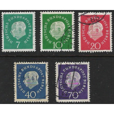 WEST BERLIN 1959 - SG B178 to SgB182 set - President Heuss Used Condition