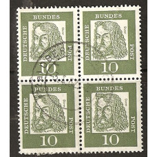 West Germany 1961 SG 1264  - 10pf. - green Blk of 4 Used Condition